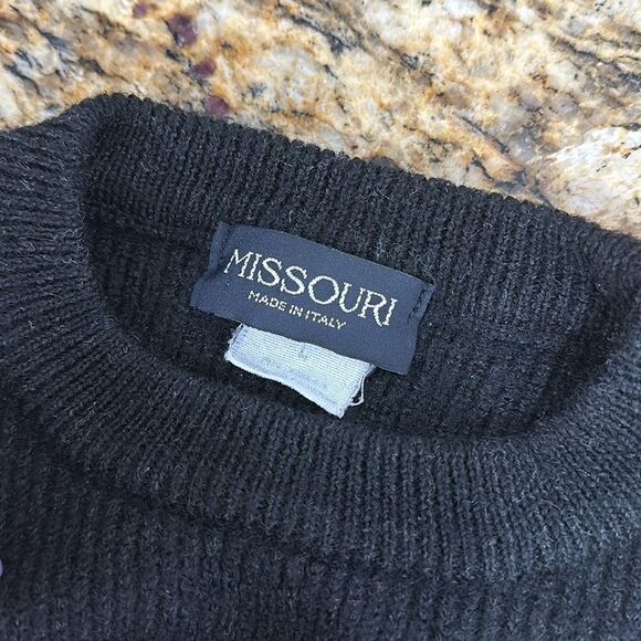 Missouri Italian Black Wool Blend High Neck Pullover Sweater Size L - Picture 6 of 10